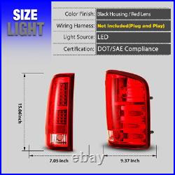 For 2008-2013 Chevy Silverado 1500 2500 3500 LED Tail Lights Red Lens Lamps Pair