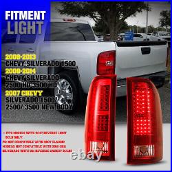 For 2008-2013 Chevy Silverado 1500 2500 3500 LED Tail Lights Red Lens Lamps Pair