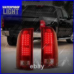 For 2008-2013 Chevy Silverado 1500 2500 3500 LED Tail Lights Red Lens Lamps Pair