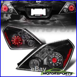 For 2008-2013 Nissan Altima 2Dr Coupe Black LED Rear Brake Tail Lights Pair
