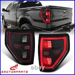 For 2009-2014 Ford F150 LED Tube Brake Lamp Smoke Lens Tail Lights Left & Right