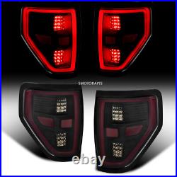 For 2009-2014 Ford F150 LED Tube Brake Lamp Smoke Lens Tail Lights Left & Right