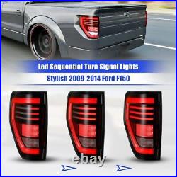 For 2009-2014 Ford F-150 F150 Pickup Sequential LED Tail Lights Clear Lens Lamps