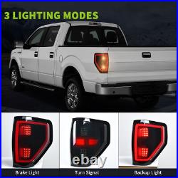 For 2009-2014 Ford F-150 F150 Pickup Smoke Lens LED Tube Tail Lights Brake Lamps