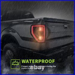 For 2009-2014 Ford F-150 F150 Pickup Smoke Lens LED Tube Tail Lights Brake Lamps