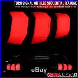 For 2010-2012 Ford Mustang Glossy Black Smoke LED Sequential Signal Tail Lights