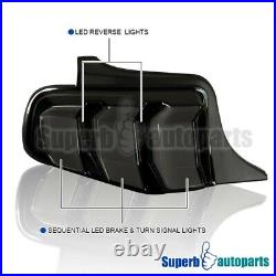 For 2010-2012 Ford Mustang Tail Lights LED Sequential Signal Glossy Black Smoke