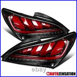 For 2010-2016 Hyundai Genesis Coupe Slick Black Sequential LED Tail Lights Lamps