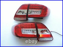 For 2011 2013 Toyota Corolla Altis Red/Clear LED Brake Signal Tail Light Pair