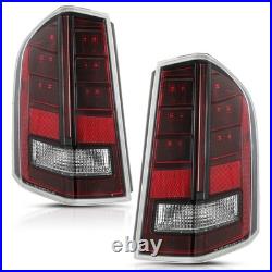 For 2011-2014 Chrysler 300 with Red Accent LED Tail Lights Black Brake Lamps LH&RH
