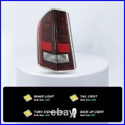 For 2011-2014 Chrysler 300 with Red Accent LED Tail Lights Black Brake Lamps LH&RH