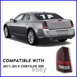 For 2011-2014 Chrysler 300 with Red Accent LED Tail Lights Black Brake Lamps LH&RH