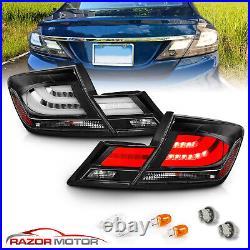 For 2013 2014 2015 Honda Civic 4DR 4 Door Sedan Black/Clear LED Tail Lights Pair