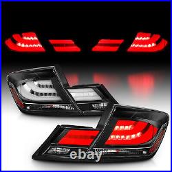 For 2013 2014 2015 Honda Civic 4DR 4 Door Sedan Black/Clear LED Tail Lights Pair