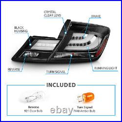 For 2013 2014 2015 Honda Civic 4DR 4 Door Sedan Black/Clear LED Tail Lights Pair