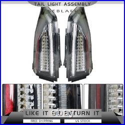 For 2013-2018 Cadillac ATS LED Tail Lights Assembly Clear Black Left+Right Side