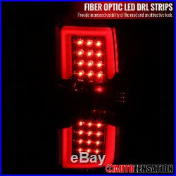 For 2014-2017 Sierra Chevy Silverado Slick Black LED DRL Bar Tail Lights Lamps