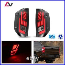 For 2014-2021 Toyota Tundra Black Smoke Red LED Tube Tail Lights Rear Brake Lamp