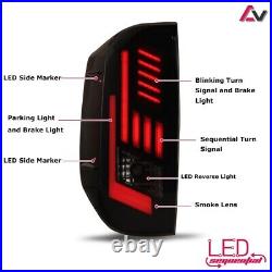 For 2014-2021 Toyota Tundra Black Smoke Red LED Tube Tail Lights Rear Brake Lamp