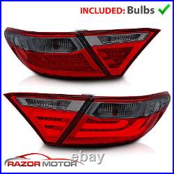 For 2015 2016 Toyota Camry Red Sedan 4Dr Red Smoke Rear LED Brake Tail Lights