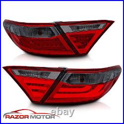 For 2015 2016 Toyota Camry Red Sedan 4Dr Red Smoke Rear LED Brake Tail Lights