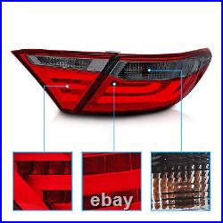 For 2015 2016 Toyota Camry Red Sedan 4Dr Red Smoke Rear LED Brake Tail Lights