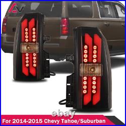 For 2015-2017 Chevy Tahoe Suburban LED Tail Lights Glow Bar Black Smoke PAIR