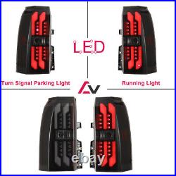 For 2015-2017 Chevy Tahoe Suburban LED Tail Lights Glow Bar Black Smoke PAIR