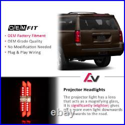 For 2015-2017 Chevy Tahoe Suburban LED Tail Lights Glow Bar Black Smoke PAIR