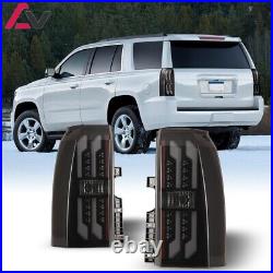 For 2015-2017 Chevy Tahoe Suburban LED Tail Lights Glow Bar Black Smoke PAIR