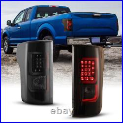 For 2015-2017 Ford F-150 Pickup Full LED Tail Lights Rear Brake Black Smoke Pair