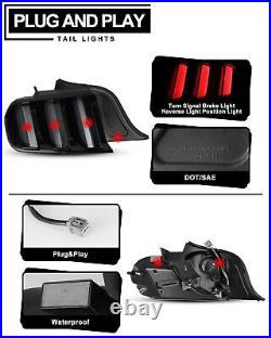 For 2015-2021 Ford Mustang LED Tail Lights Sequential Turn Signals Smoke Lens