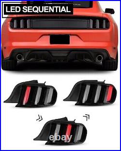 For 2015-2021 Ford Mustang LED Tail Lights Sequential Turn Signals Smoke Lens