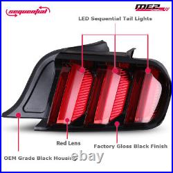 For 2015-2022 Ford Mustang Euro Style LED Tail Lights Sequential Signal Red Pair