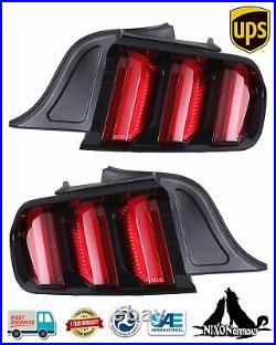For 2015-2022 Ford Mustang LED Tail Lights Pair Sequential Turn Signals Red Lens