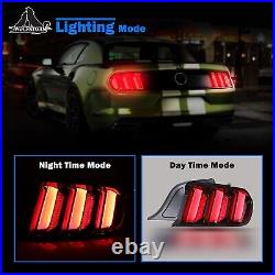 For 2015-2022 Ford Mustang LED Tail Lights Pair Sequential Turn Signals Red Lens