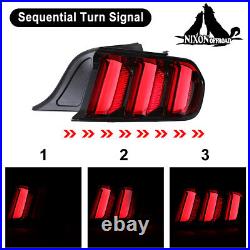 For 2015-2022 Ford Mustang LED Tail Lights Pair Sequential Turn Signals Red Lens