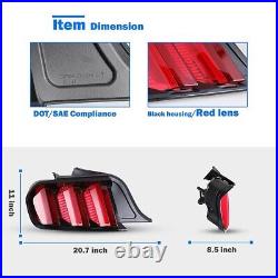 For 2015-2022 Ford Mustang LED Tail Lights Pair Sequential Turn Signals Red Lens