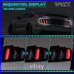 For 2015-2022 Ford Mustang LED Tail Lights Sequential Turn Signals Smoke Pair