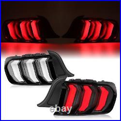 For 2015-2023 Ford Mustang Clear LED Sequential Tube Tail Lights Brake Lamp