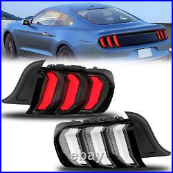 For 2015-2023 Ford Mustang Clear LED Sequential Tube Tail Lights Brake Lamp