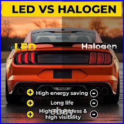 For 2015-2023 Ford Mustang Clear LED Sequential Tube Tail Lights Brake Lamp