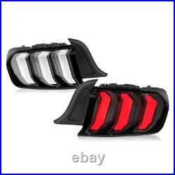 For 2015-2023 Ford Mustang Clear LED Sequential Tube Tail Lights Brake Lamp