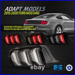 For 2015+ Ford Mustang Tail Lights LED Sequential Turn Signal Clear Euro Style