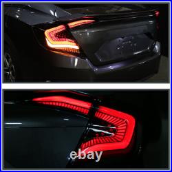 For 2016-2021 Honda Civic Sedan Smoke Black Tail Lights LED Sequential Signal