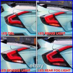 For 2016-2021 Honda Civic Sedan Smoke Black Tail Lights LED Sequential Signal