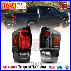 For 2016-2021 Toyota Tacoma Tail Lights Red Clear DRL LED Tube Rear Brake Lamps