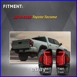 For 2016-2021 Toyota Tacoma Tail Lights Red Clear DRL LED Tube Rear Brake Lamps