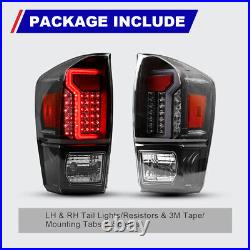 For 2016-2021 Toyota Tacoma Tail Lights Red Clear DRL LED Tube Rear Brake Lamps