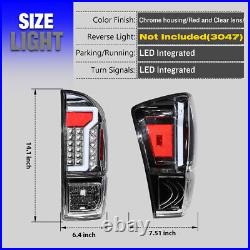 For 2016-2022 Toyota Tacoma LED Tail Lights Chrome Clear Lens Brake Lamps PAIR